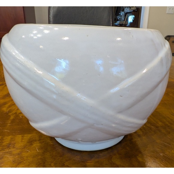 Vintage White Glazed Zanesville Art Pottery Planter Jardiniere - Picture 3 of 6